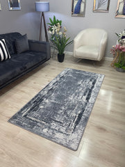 ROYAL BLACK - %100 Pamuk Dokuma Taban Makinede Yıkanabilir Kaymaz Halı