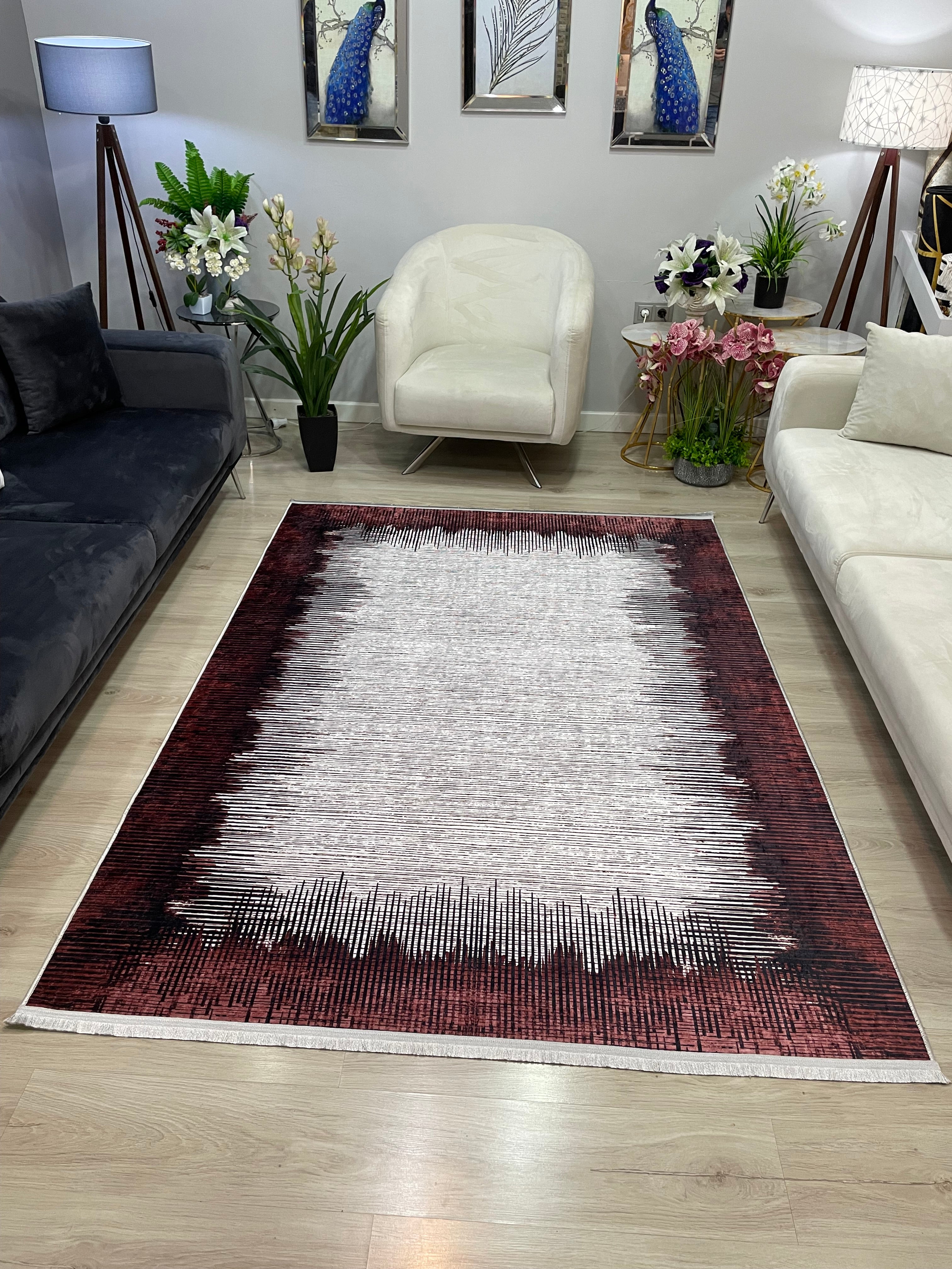 REMAR RED - %100 Pamuk Dokuma Taban Makinede Yıkanabilir Kaymaz Halı