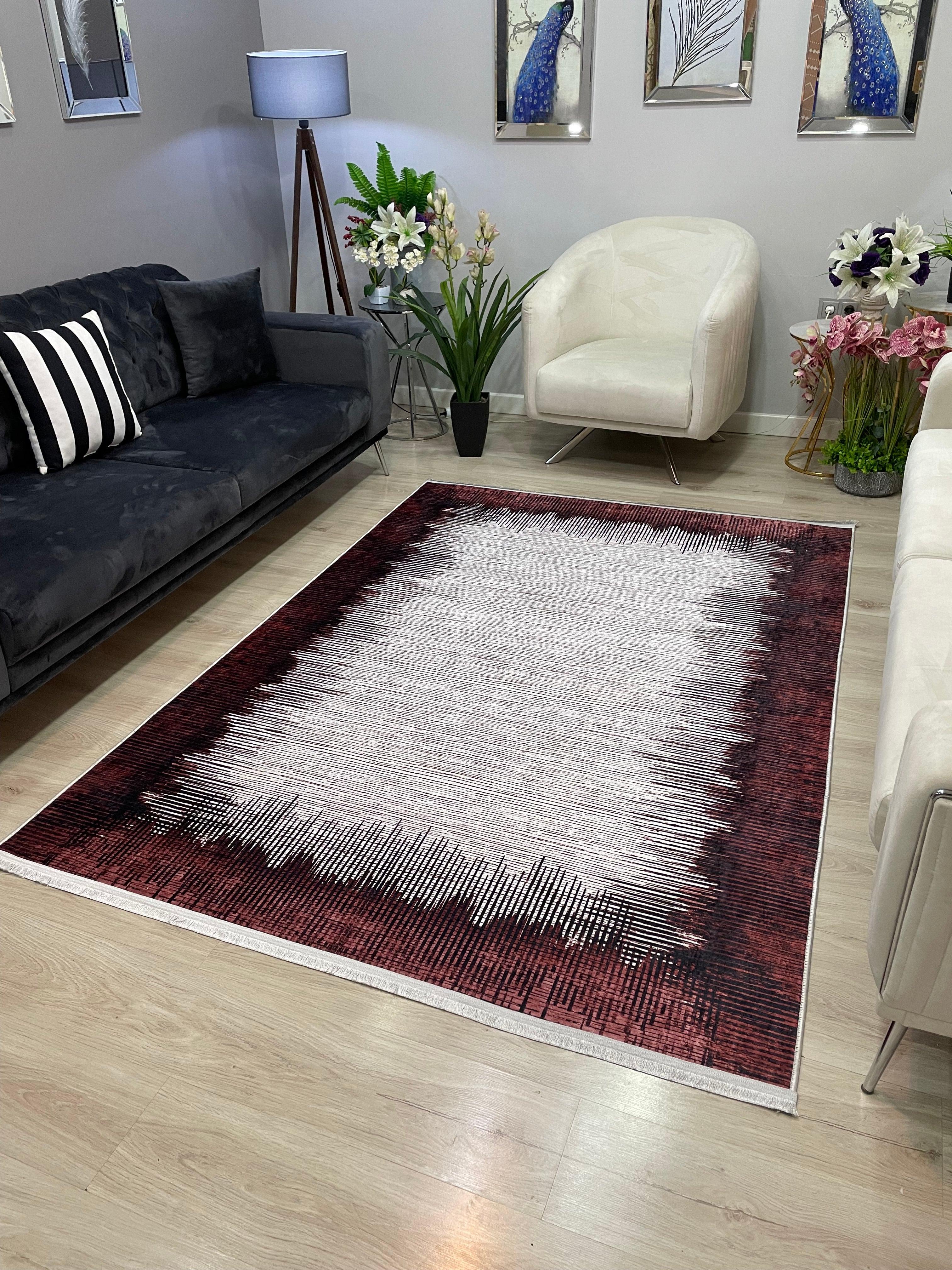 REMAR RED - %100 Pamuk Dokuma Taban Makinede Yıkanabilir Kaymaz Halı