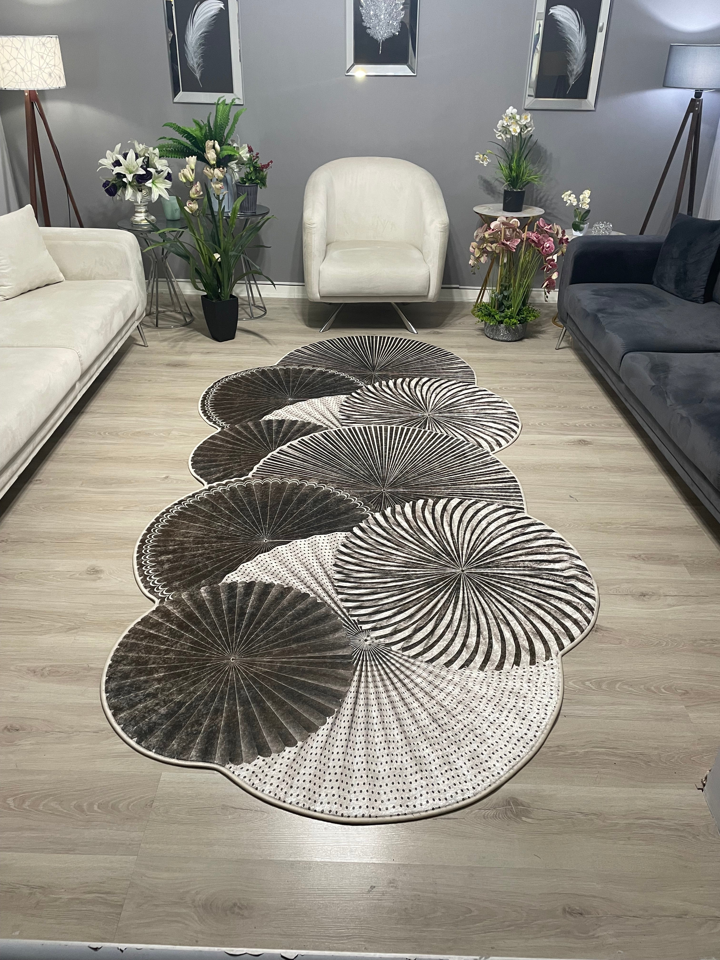 OMEGA KAHVE - %100 Pamuk Dokuma Taban Makinede Yıkanabilir Kaymaz Halı