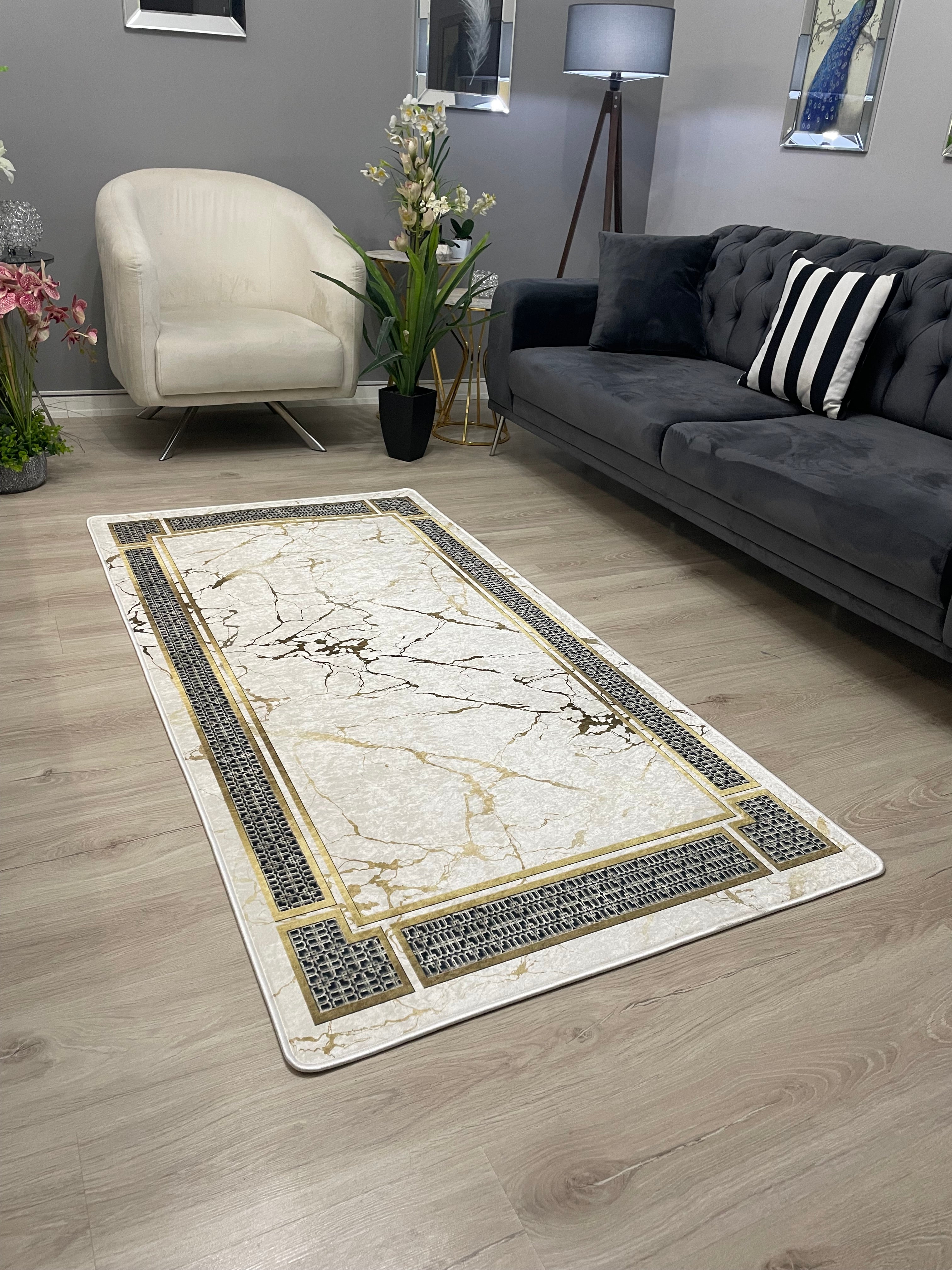 MAPLE - %100 Pamuk Dokuma Taban Makinede Yıkanabilir Kaymaz Halı