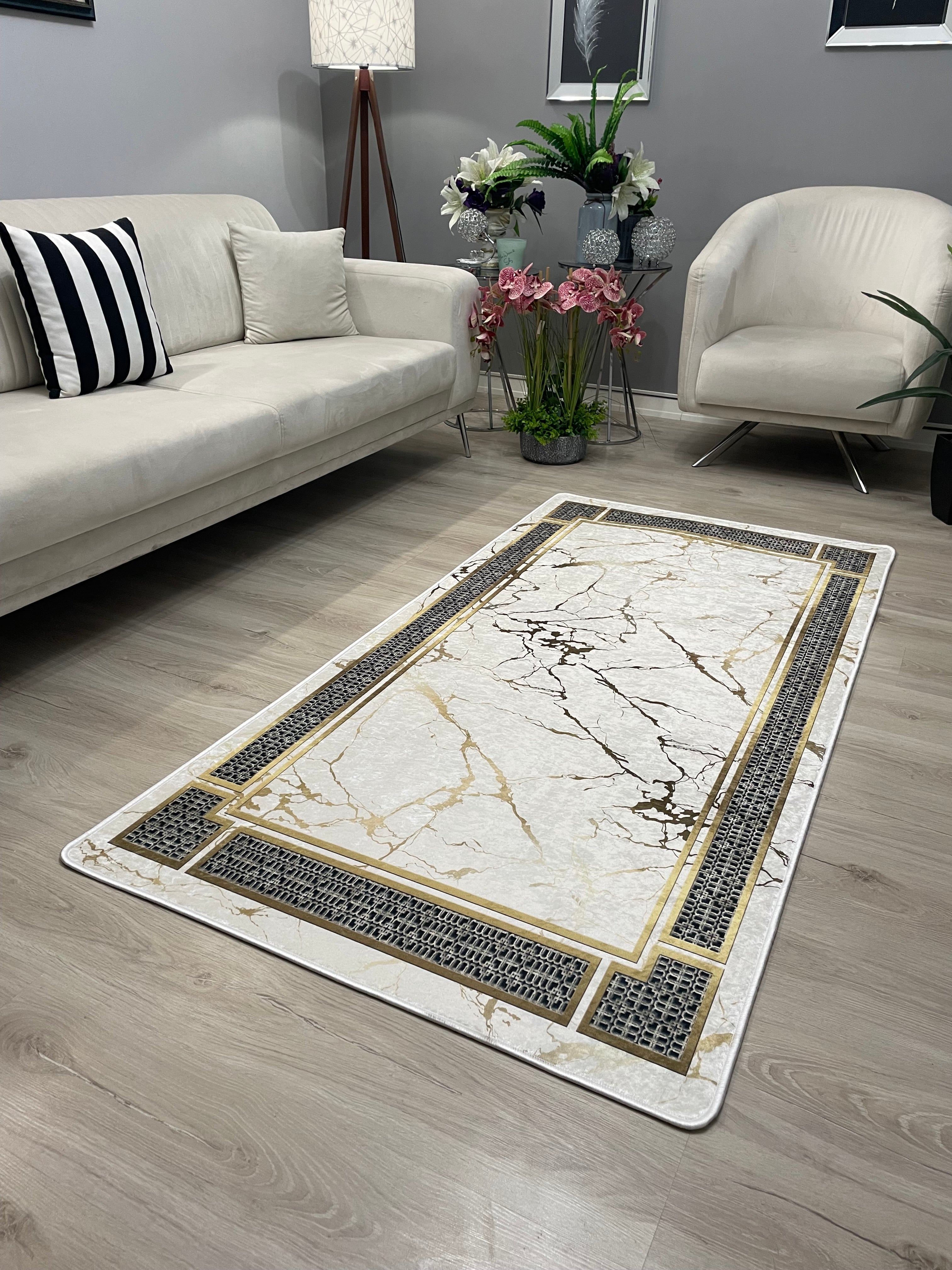 MAPLE - %100 Pamuk Dokuma Taban Makinede Yıkanabilir Kaymaz Halı