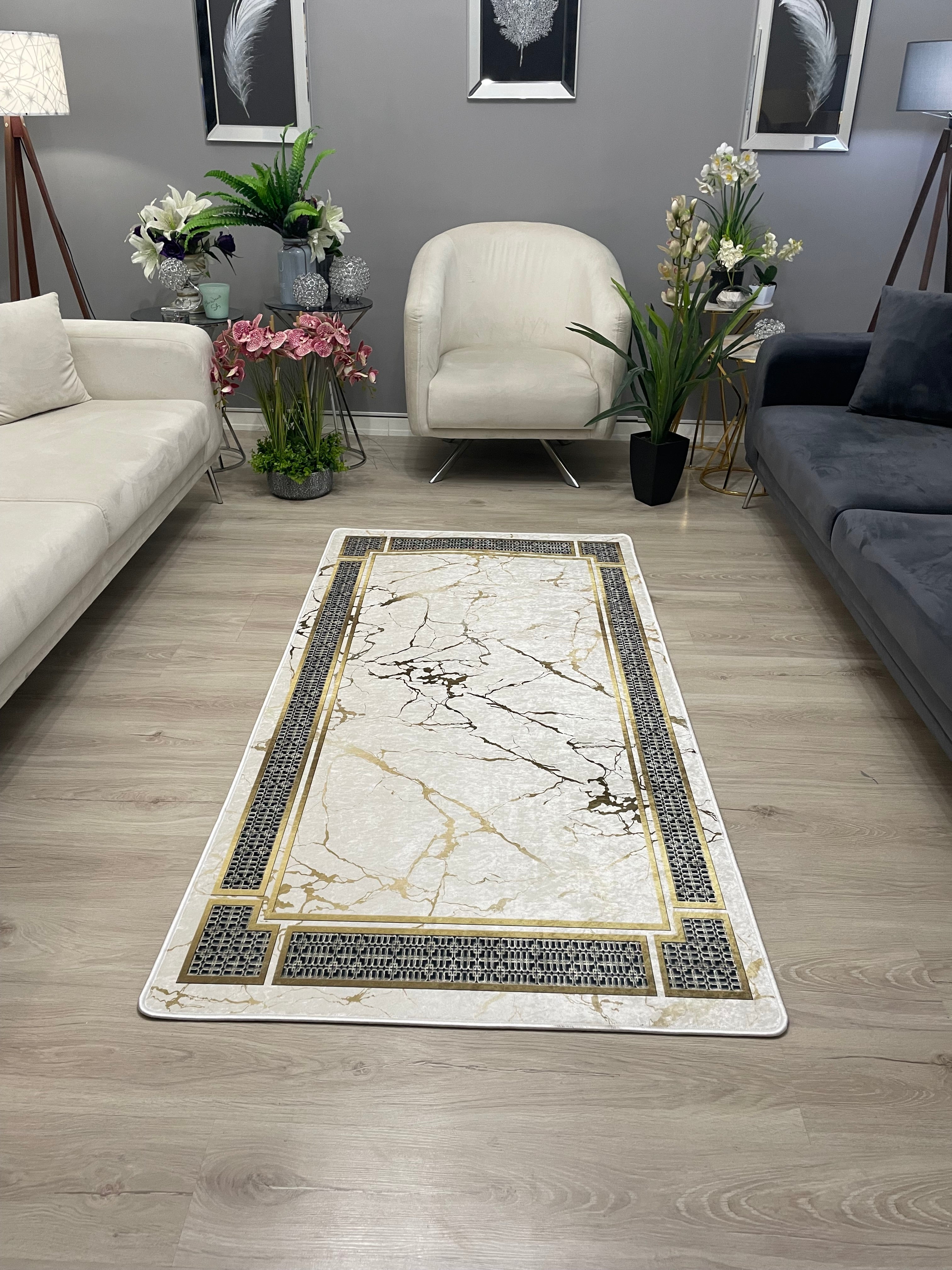 MAPLE - %100 Pamuk Dokuma Taban Makinede Yıkanabilir Kaymaz Halı