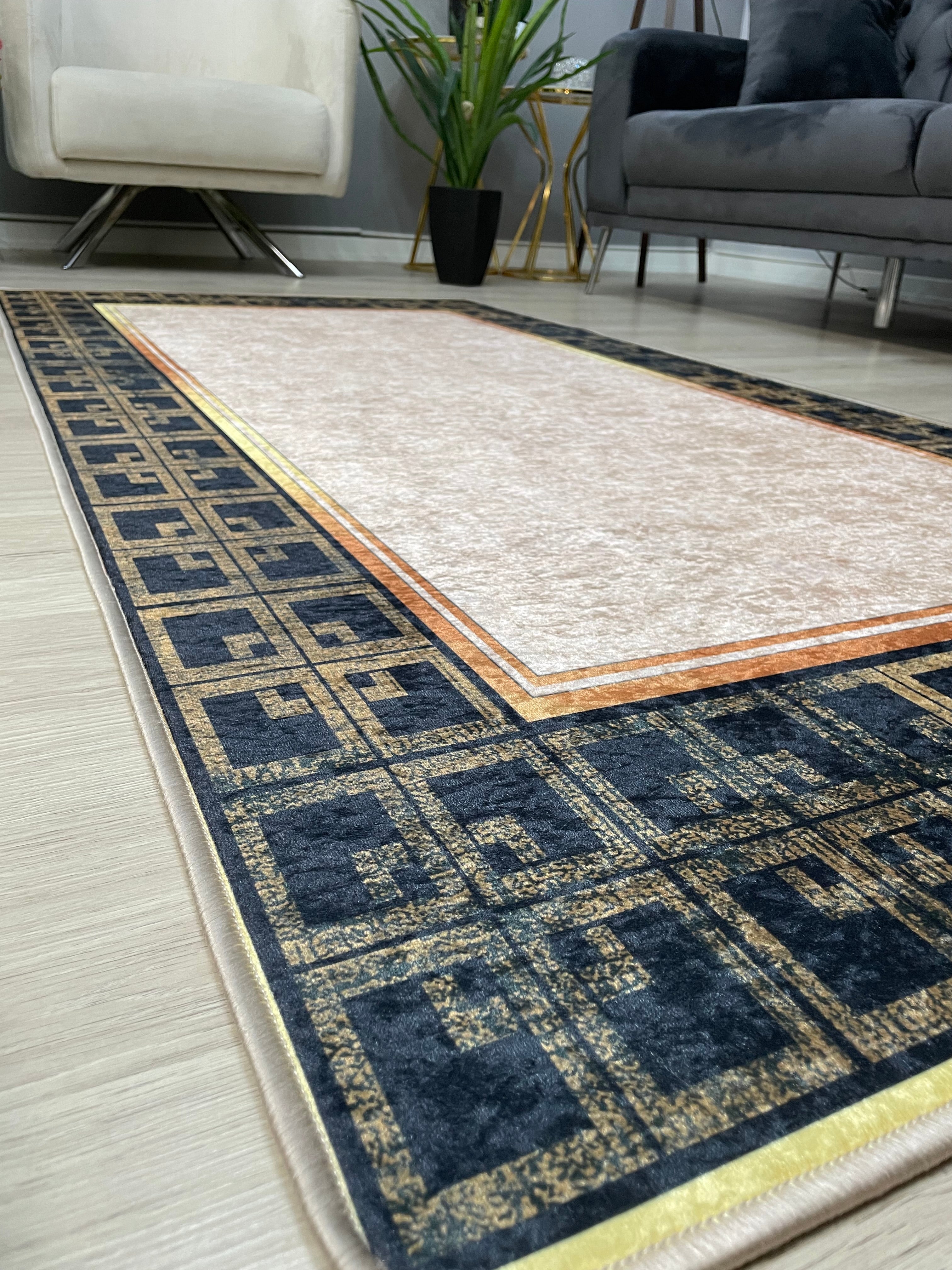 LİLY - %100 Pamuk Dokuma Taban Makinede Yıkanabilir Kaymaz Halı