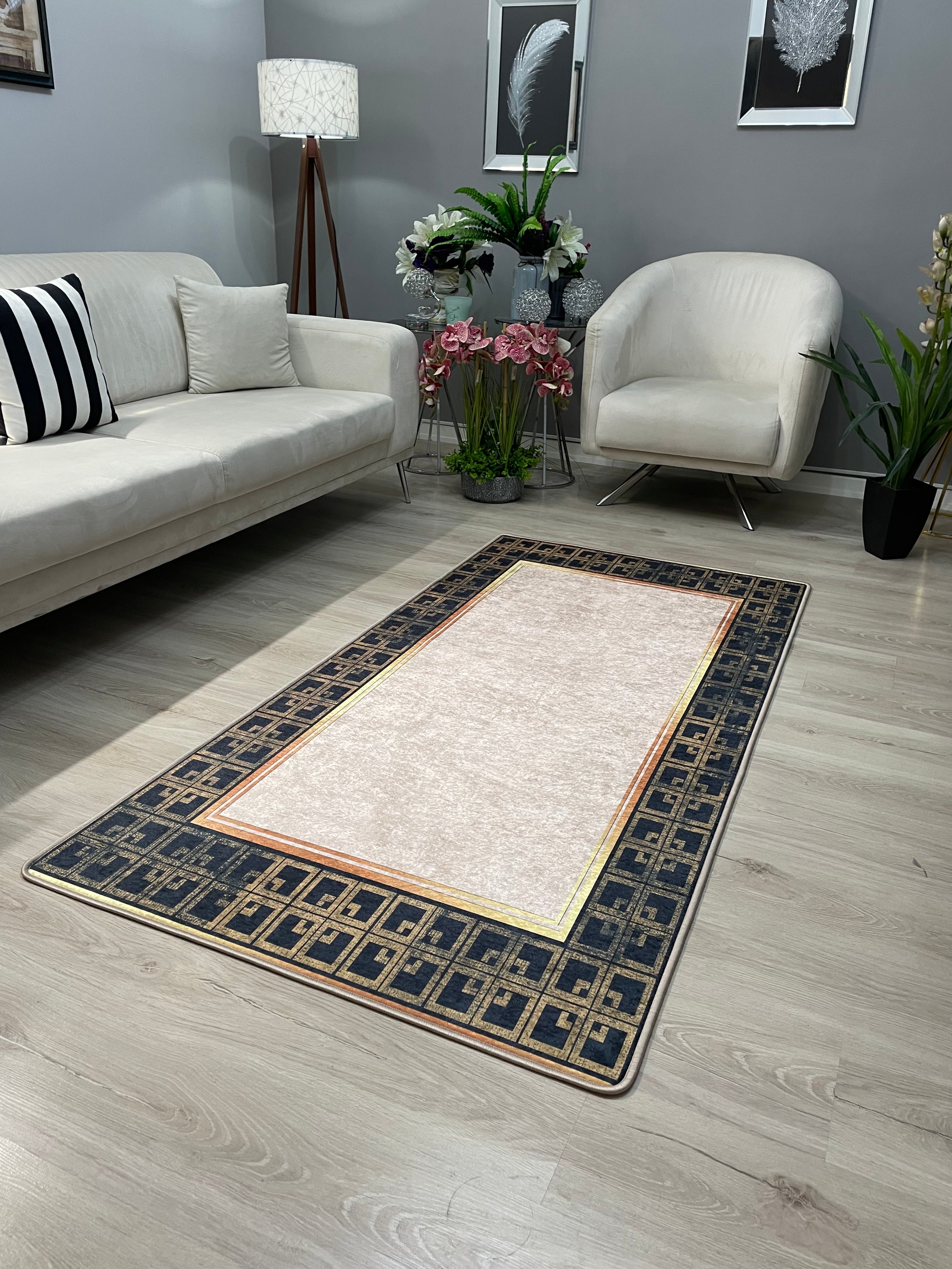 LİLY - %100 Pamuk Dokuma Taban Makinede Yıkanabilir Kaymaz Halı