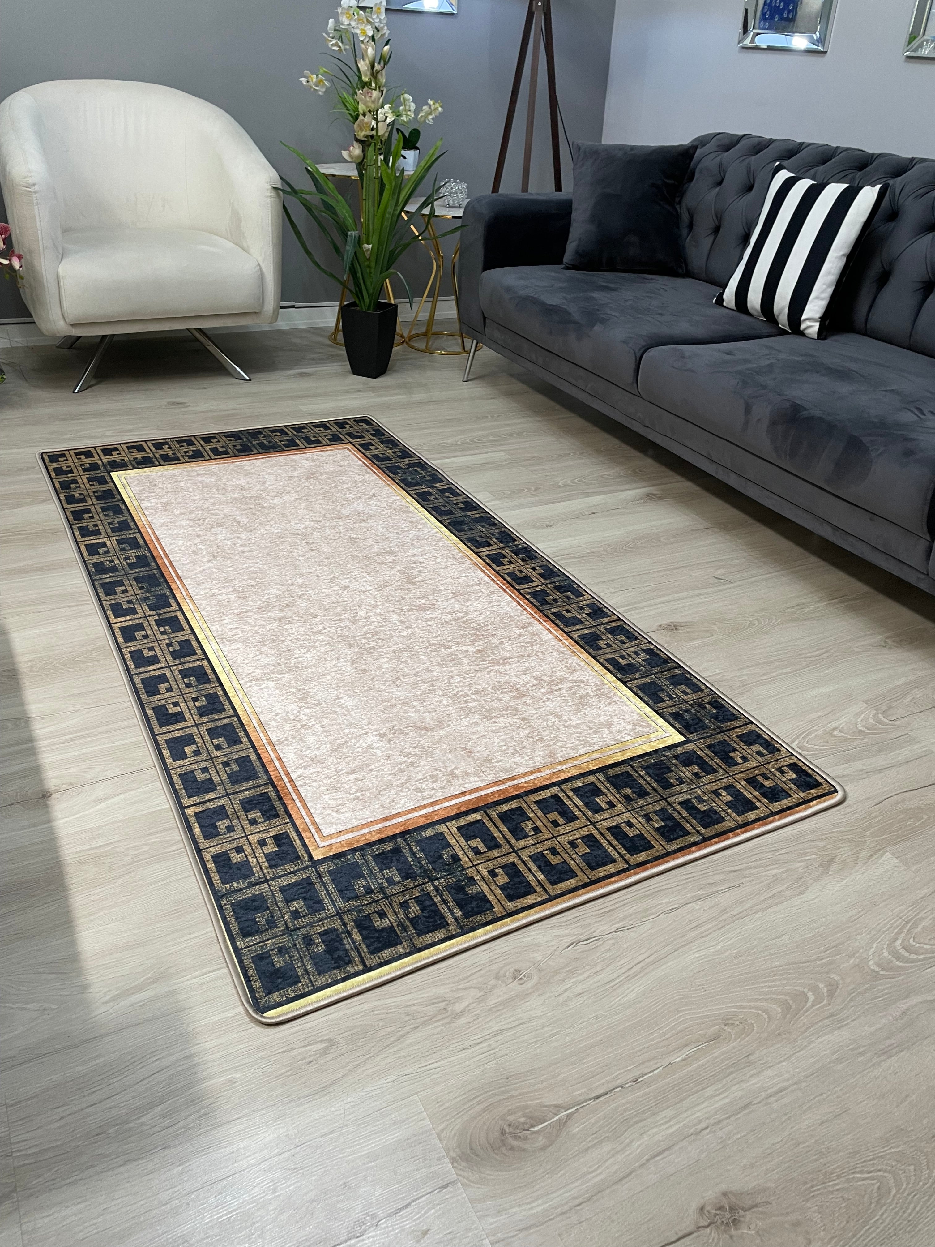 LİLY - %100 Pamuk Dokuma Taban Makinede Yıkanabilir Kaymaz Halı