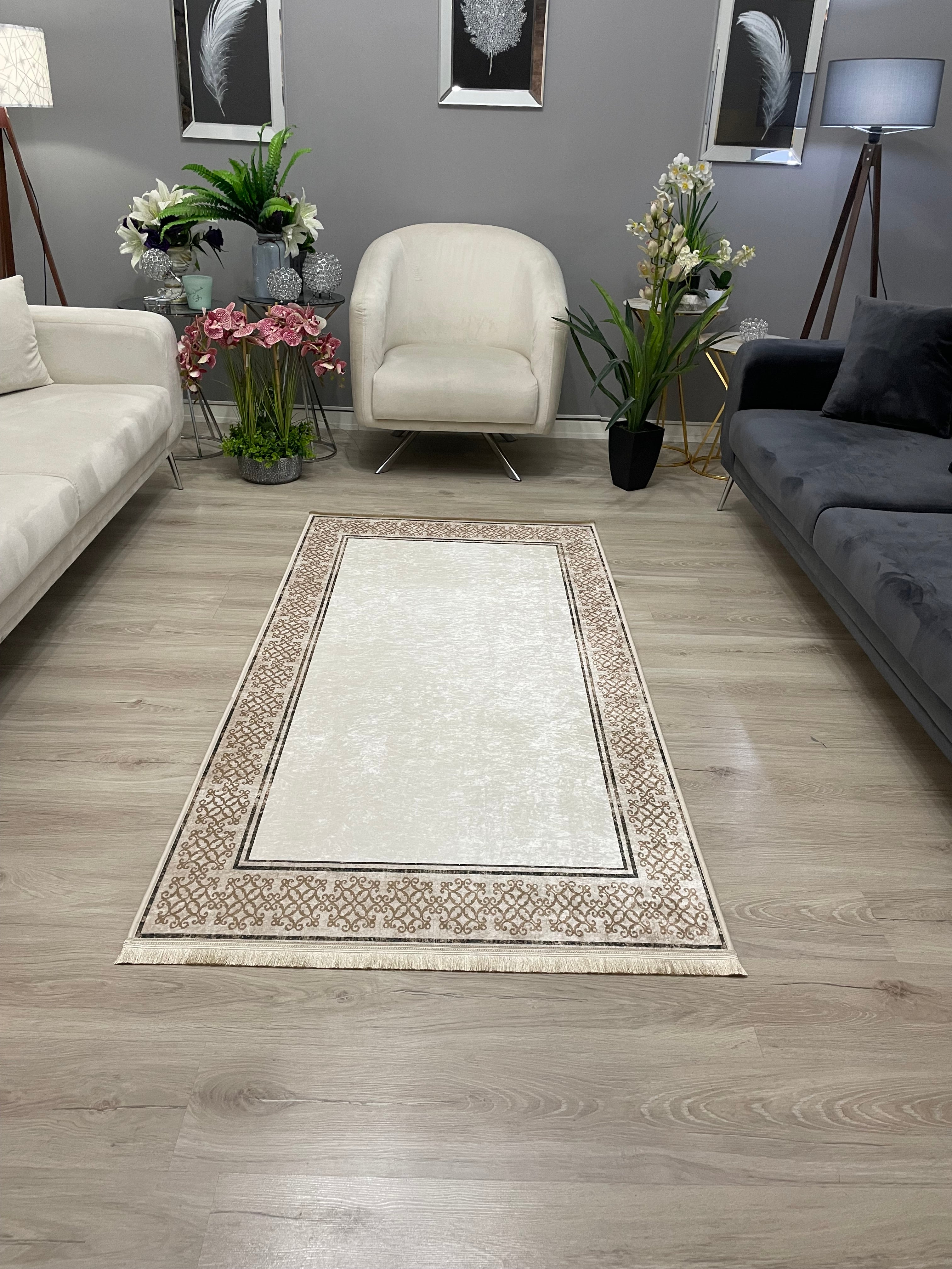 DANDELİON - %100 Pamuk Dokuma Taban Makinede Yıkanabilir Kaymaz Halı