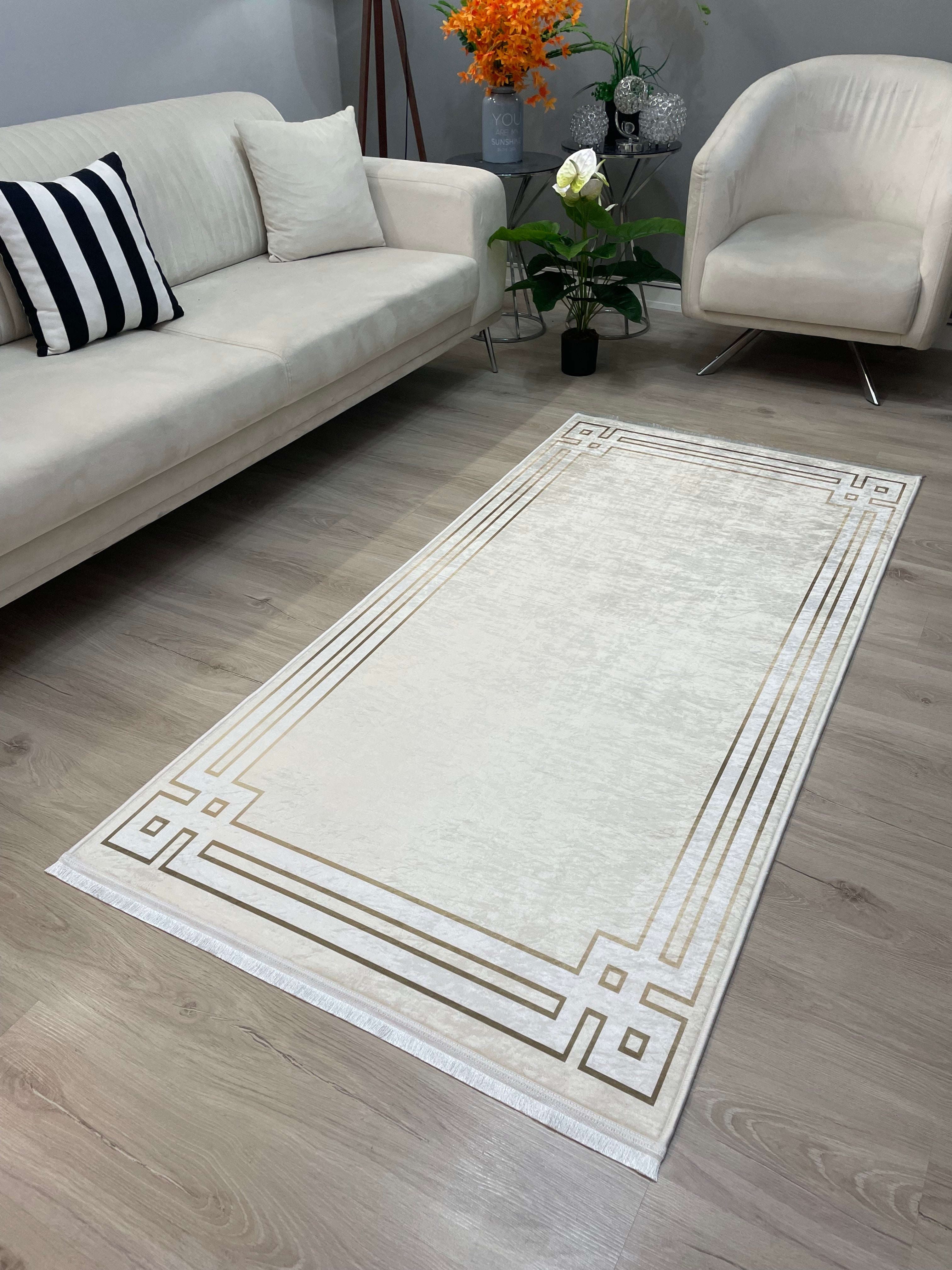 DEORA - %100 Pamuk Dokuma Taban Makinede Yıkanabilir Kaymaz Halı