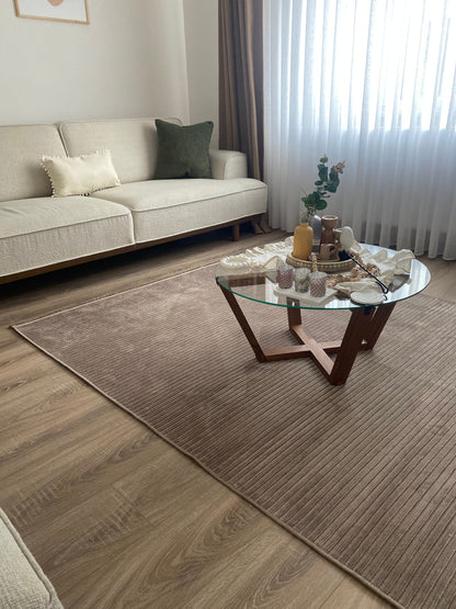 ŞÖNİL LİDYA - VİZON Makinede Yıkanabilir İskandinav Desenli Salon Koridor Mutfak Şönil Dokuma Halı
