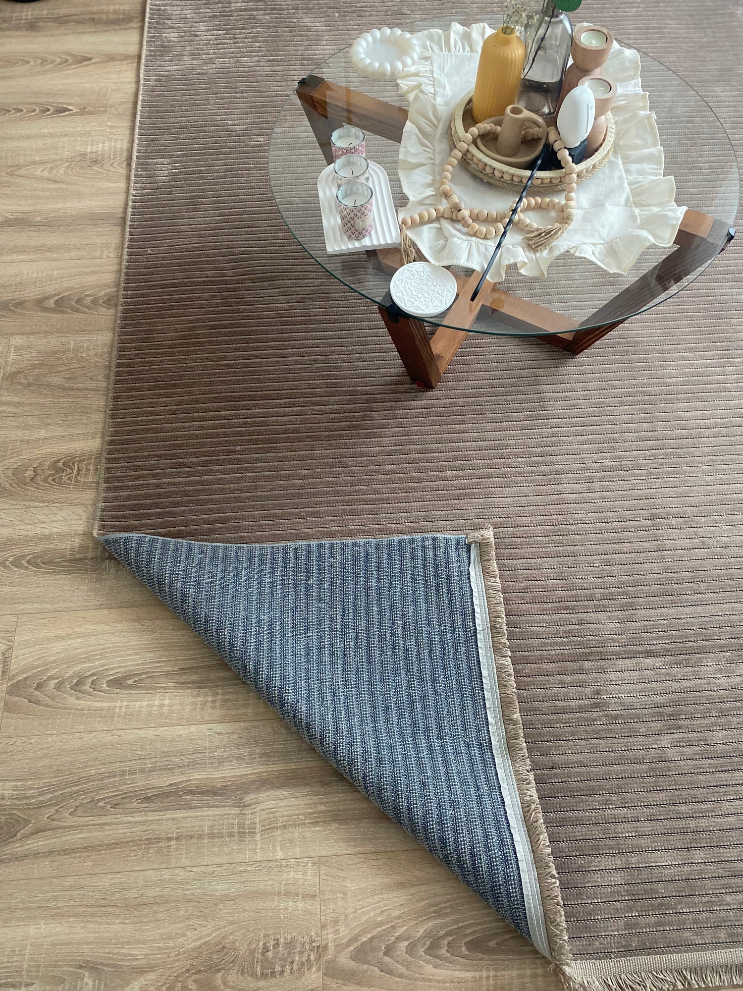 ŞÖNİL LİDYA - VİZON Makinede Yıkanabilir İskandinav Desenli Salon Koridor Mutfak Şönil Dokuma Halı