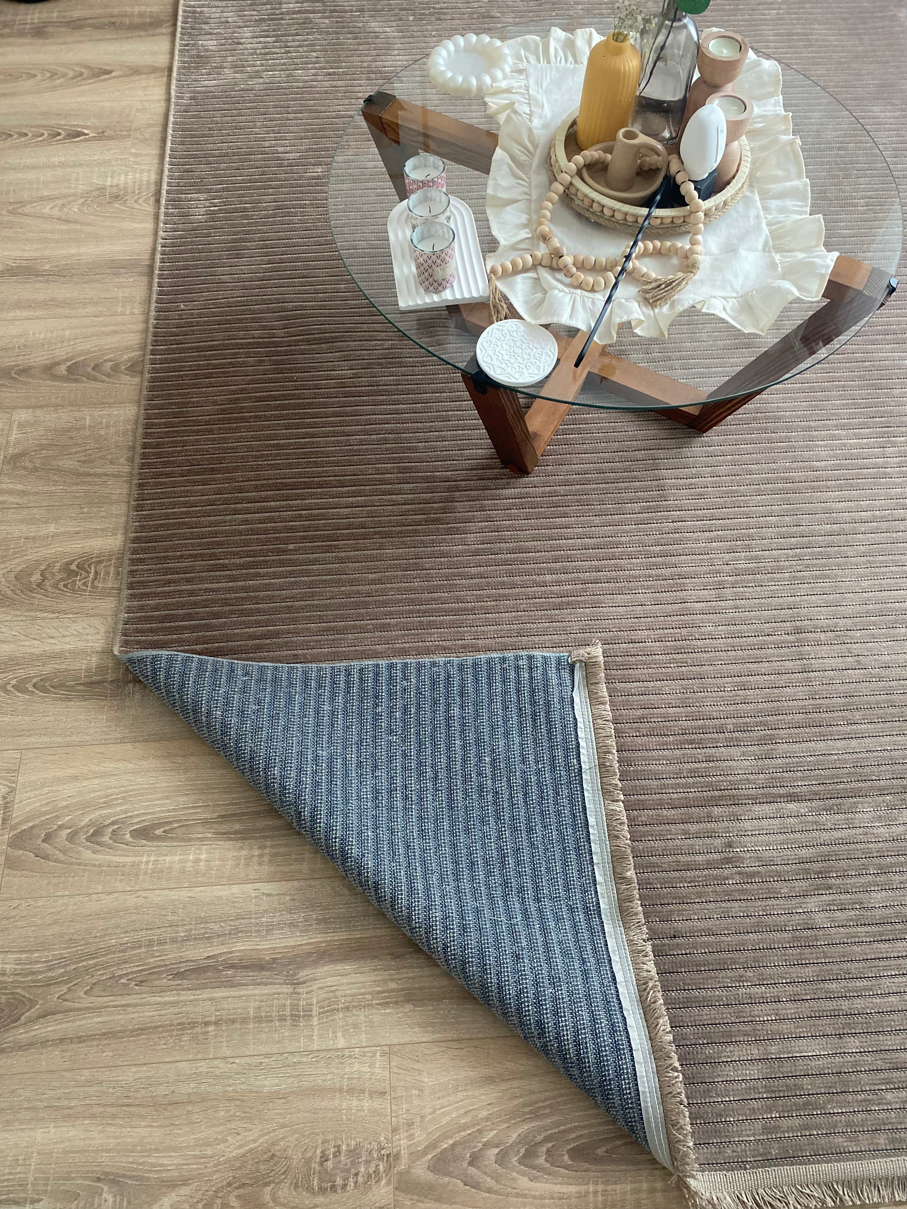 ŞÖNİL LİDYA - VİZON Makinede Yıkanabilir İskandinav Desenli Salon Koridor Mutfak Şönil Dokuma Halı