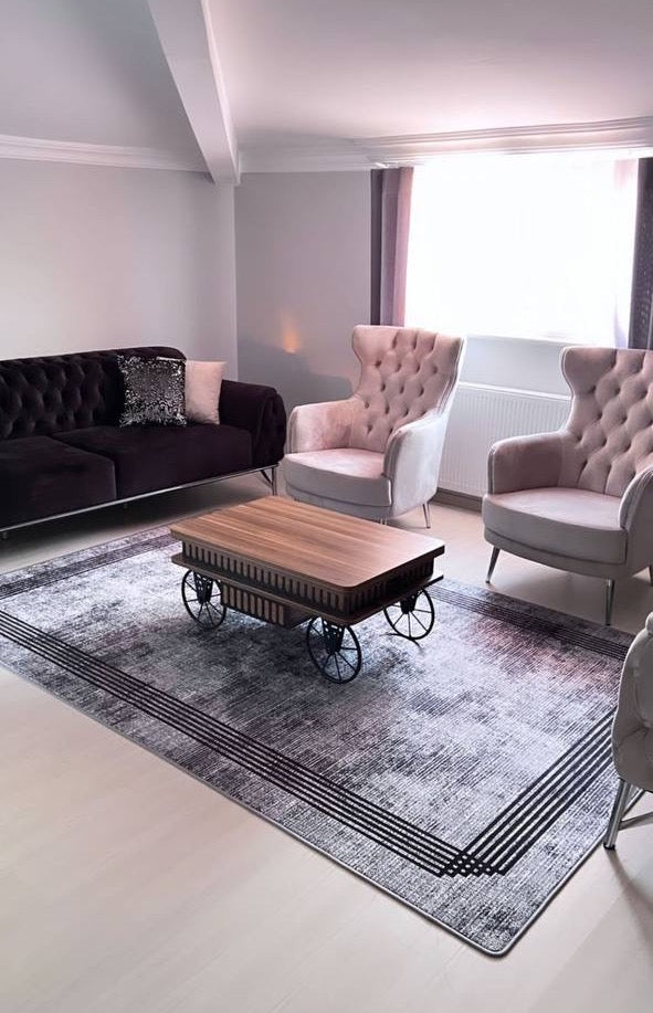 ALFA ANTİK - %100 Pamuk Dokuma Taban Makinede Yıkanabilir Kaymaz Halı