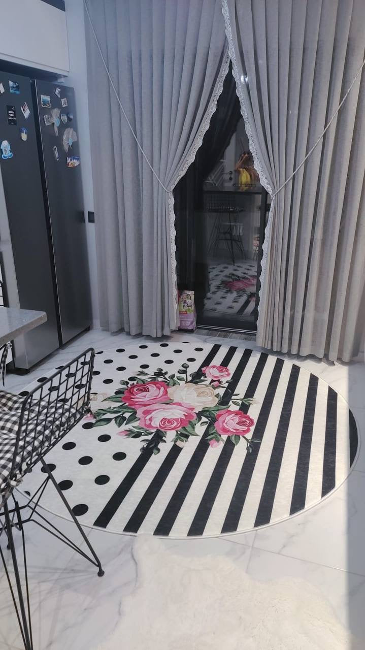 ROSE ALFA - %100 Pamuk Dokuma Taban Makinede Yıkanabilir Kaymaz Halı