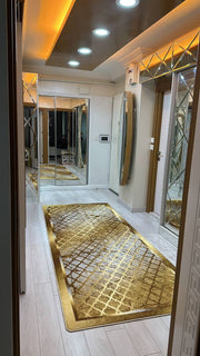 KUPA BRİLL GOLD - %100 Pamuk Dokuma Taban Makinede Yıkanabilir Kaymaz Halı
