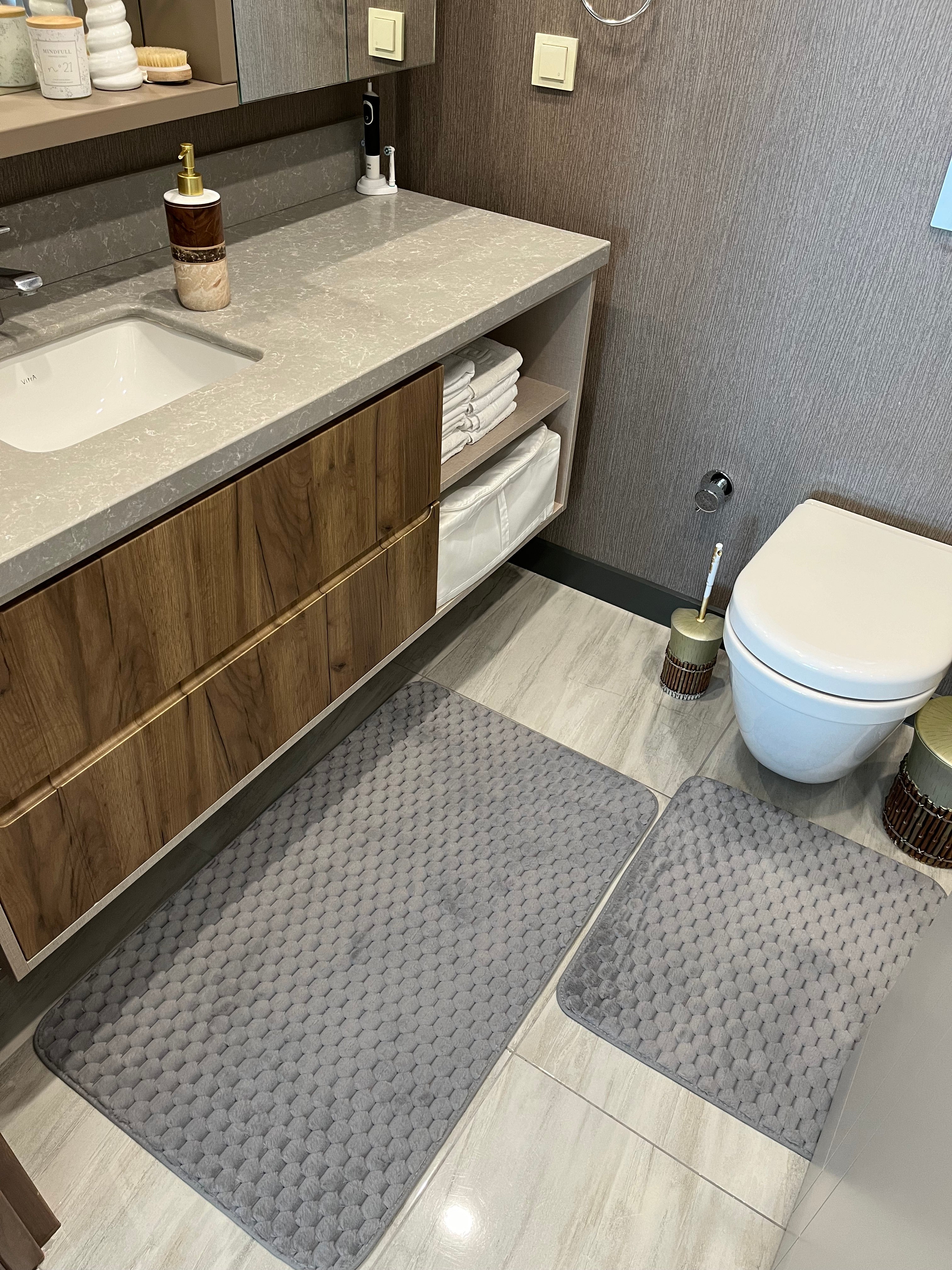 GRİ - Yıkanabilir Kaymaz Taban 60x100 50x60 2&