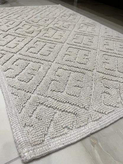 KREM - Yıkanabilir Pamuk Dokuma Taban Taban 60x100 50x60 2&
