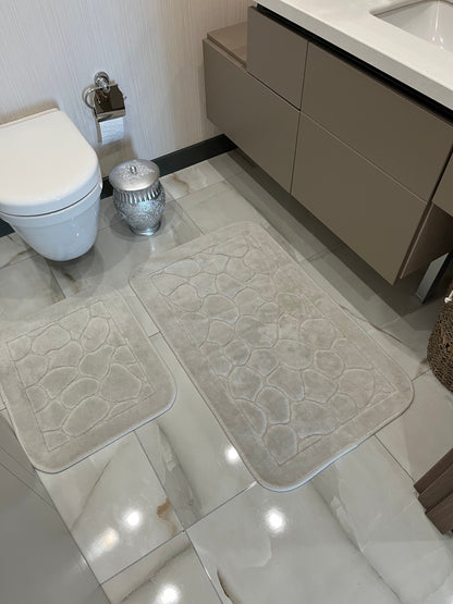 KREM - Yıkanabilir Pamuk Dokuma Taban Taban 60x100 50x60 2&