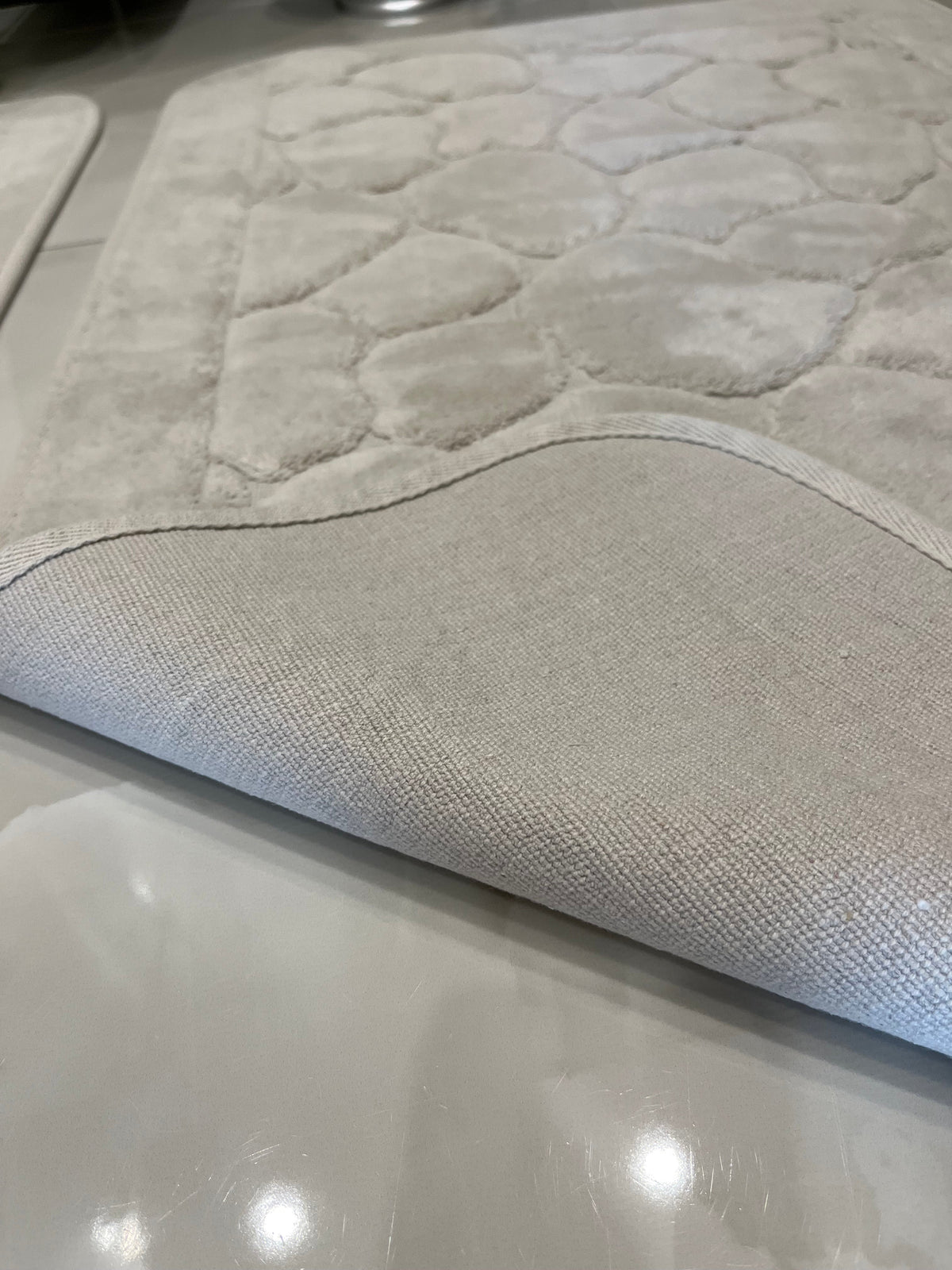 KREM - Yıkanabilir Pamuk Dokuma Taban Taban 60x100 50x60 2'li Banyo Paspas ve Klozet Takımı