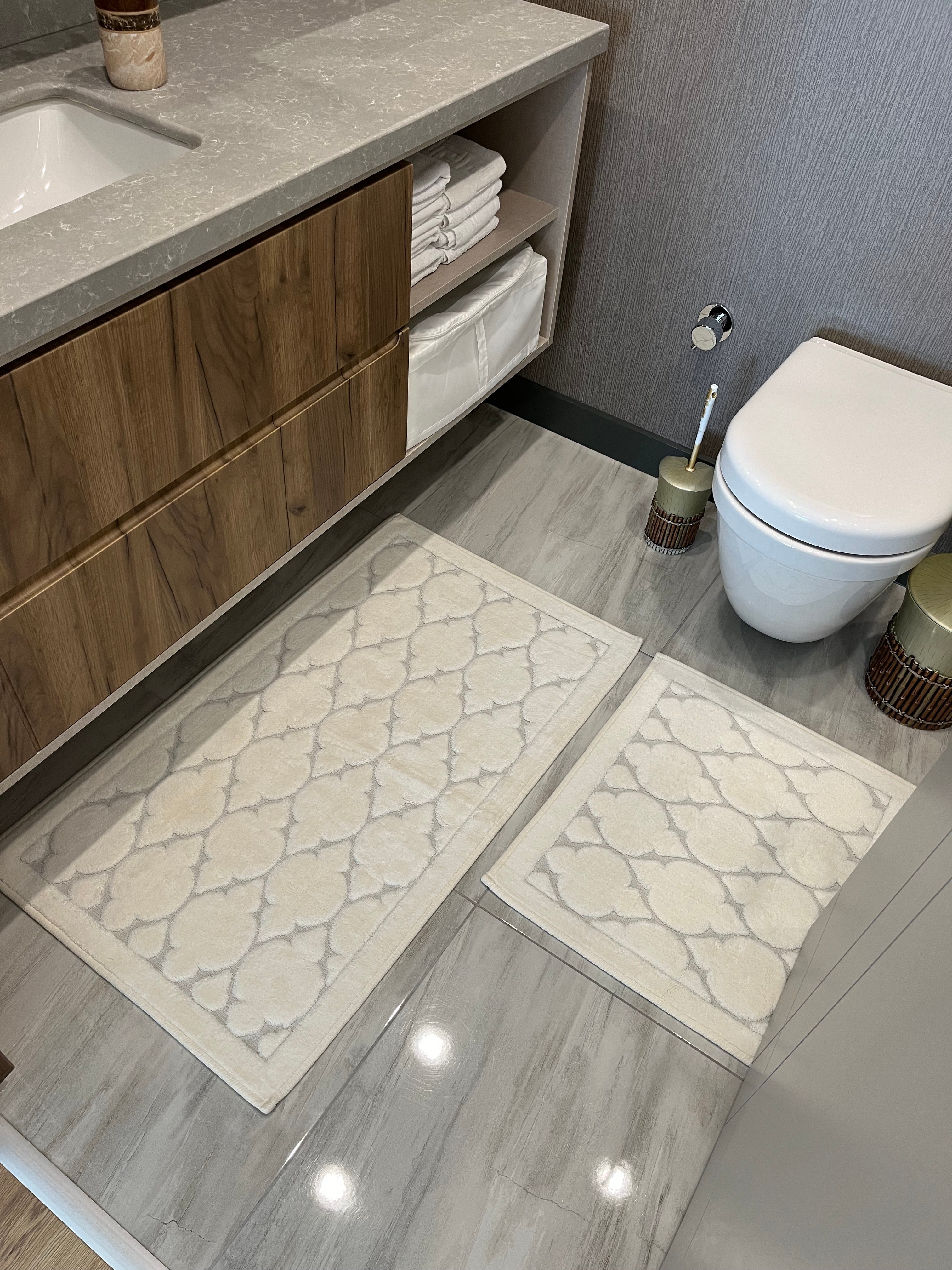 KREM - Yıkanabilir Pamuk Dokuma Taban Taban 60x100 50x60 2&