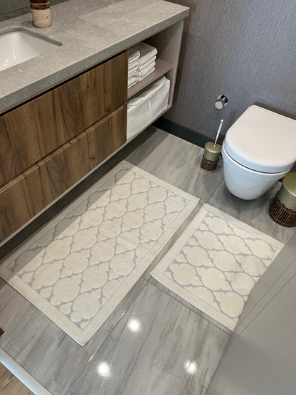KREM - Yıkanabilir Pamuk Dokuma Taban Taban 60x100 50x60 2&