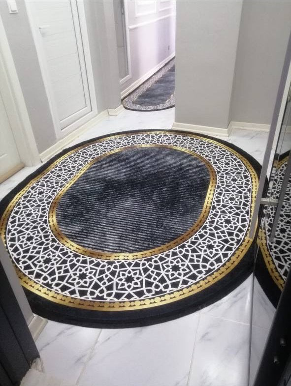 FLOWY GOLD GRİ - %100 Pamuk Dokuma Taban Makinede Yıkanabilir Kaymaz Halı