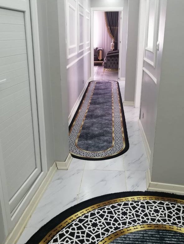 FLOWY GOLD GRİ - %100 Pamuk Dokuma Taban Makinede Yıkanabilir Kaymaz Halı