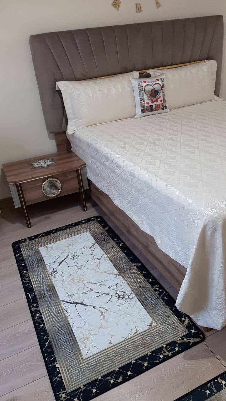 KANBERRA BLACK GOLD - %100 Pamuk Dokuma Taban Makinede Yıkanabilir Kaymaz Halı