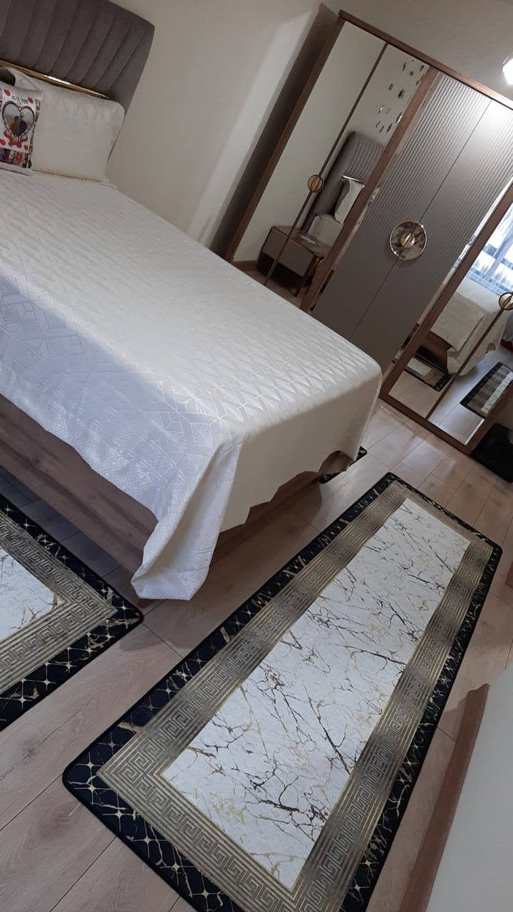 KANBERRA BLACK GOLD - %100 Pamuk Dokuma Taban Makinede Yıkanabilir Kaymaz Halı