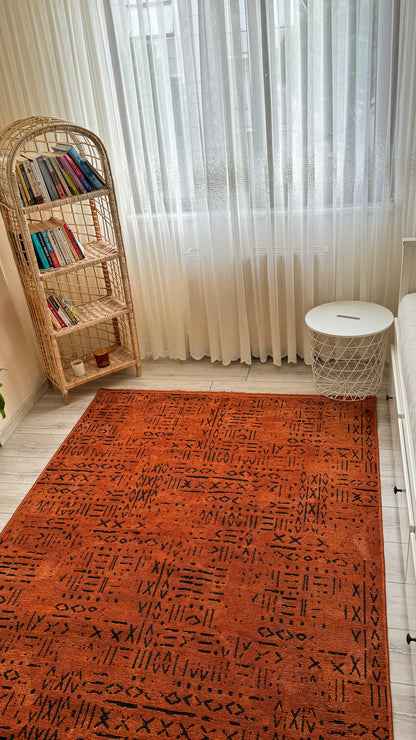 ŞÖNİL FİGÜR KİREMİT İskandinav Desenli Dokuma Şönil Salon Koridor Mutfak Halısı-KP