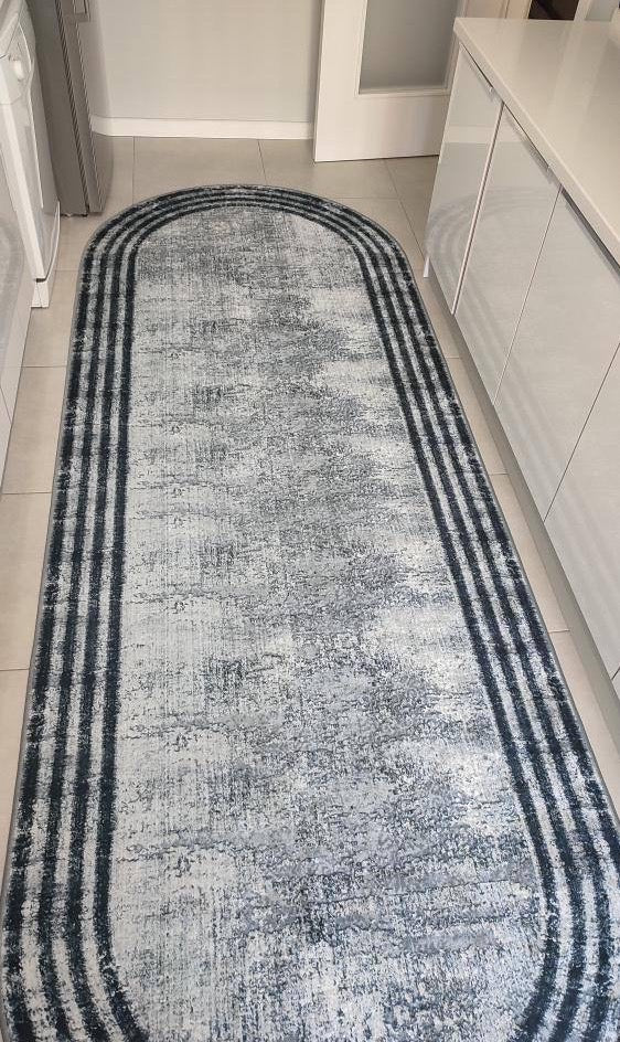 HOVEN GRİ SİYAH - %100 Pamuk Dokuma Taban Makinede Yıkanabilir Kaymaz Halı