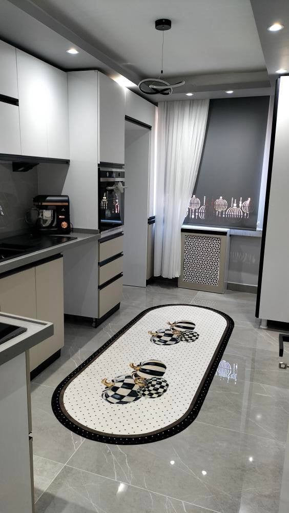 ZUCCA BLACK - %100 Pamuk Dokuma Taban Makinede Yıkanabilir Kaymaz Halı