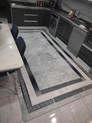 TAYLOR AÇIK GRİ - %100 Pamuk Dokuma Taban Makinede Yıkanabilir Kaymaz Halı