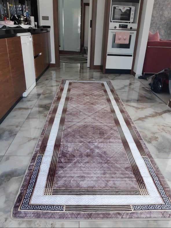 TAYLOR VİZON - %100 Pamuk Dokuma Taban Makinede Yıkanabilir Kaymaz Halı