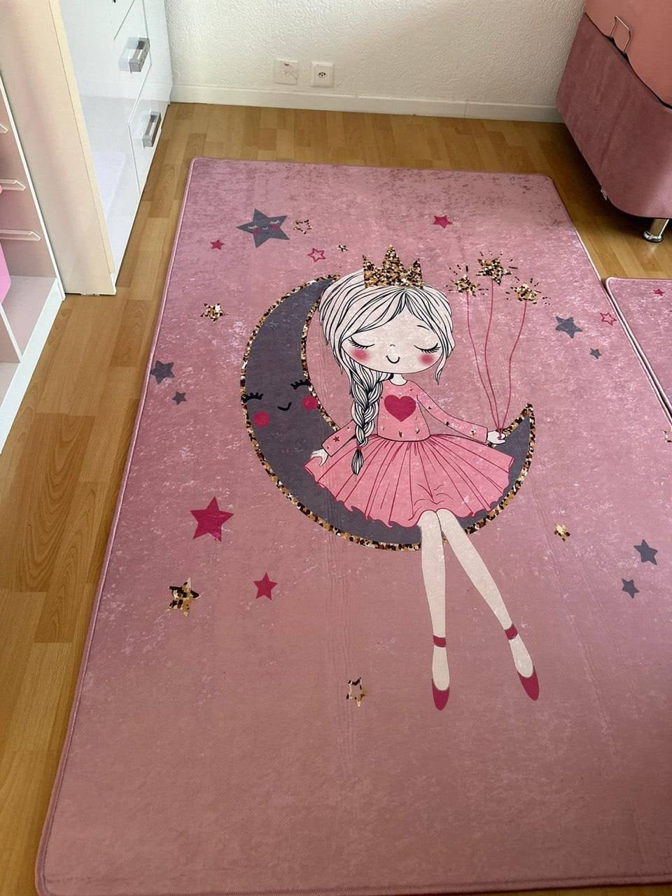 AYDA PEMBE - %100 Pamuk Dokuma Taban Makinede Yıkanabilir Kaymaz Halı