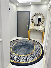 FLOWY GOLD GRİ - %100 Pamuk Dokuma Taban Makinede Yıkanabilir Kaymaz Halı