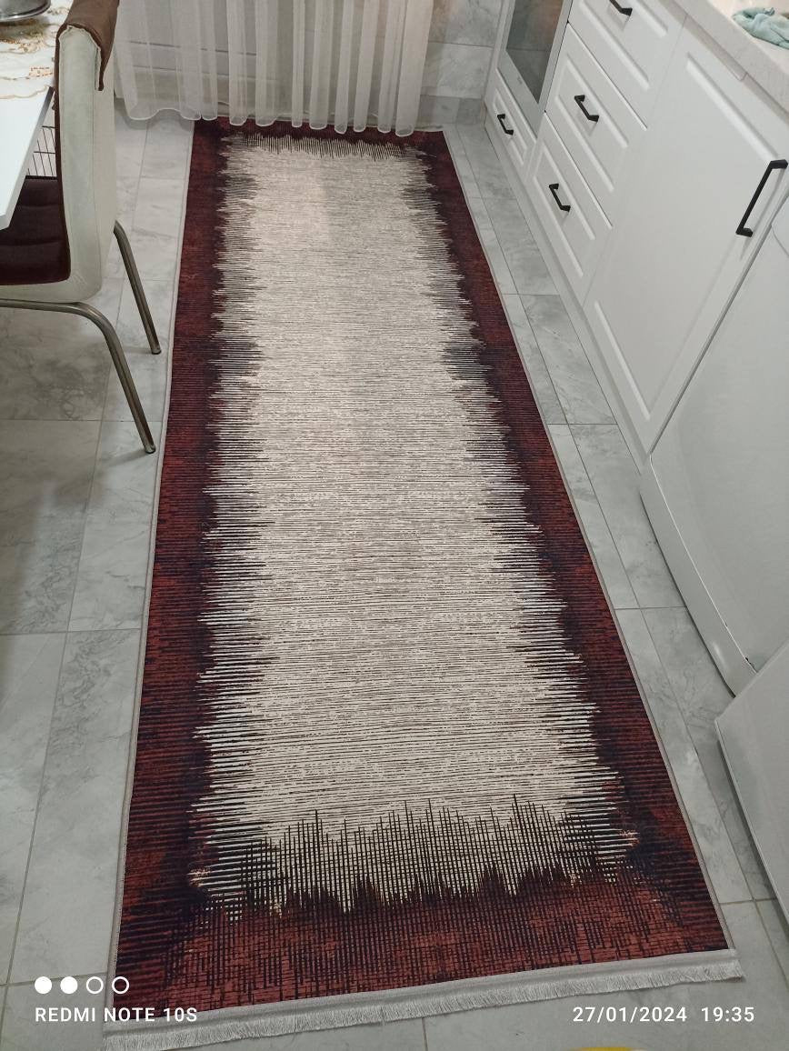 REMAR RED - %100 Pamuk Dokuma Taban Makinede Yıkanabilir Kaymaz Halı