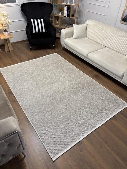 ŞÖNİL SUDE-KREM Makinede Yıkanabilir Modern Sade Desenli Salon Koridor Mutfak Şönil Dokuma Halı