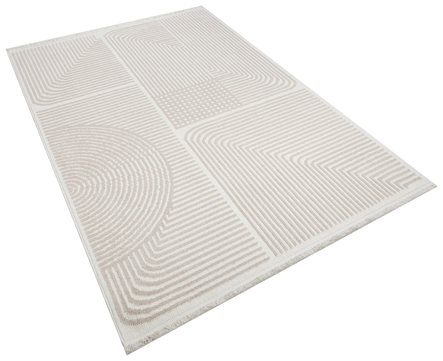 İCON T-LP03 BEJ Modern Geometrik Desenli Salon Koridor Mutfak Halısı