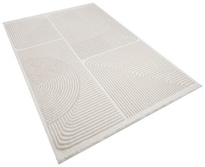 İCON T-LP03 BEJ Modern Geometrik Desenli Salon Koridor Mutfak Halısı