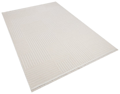 MİLAS T-LT49 BEJ Kabartmalı Modern Geometrik Desenli Salon Koridor Mutfak Halısı
