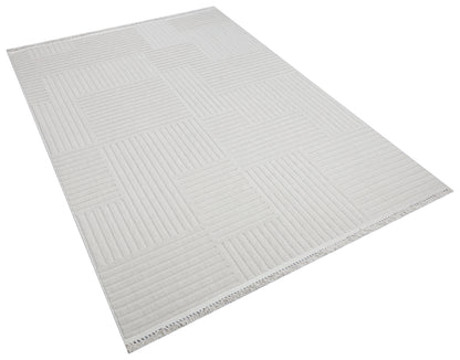 MİLAS T-LT49 GRİ Kabartmalı Modern Geometrik Desenli Salon Koridor Mutfak Halısı