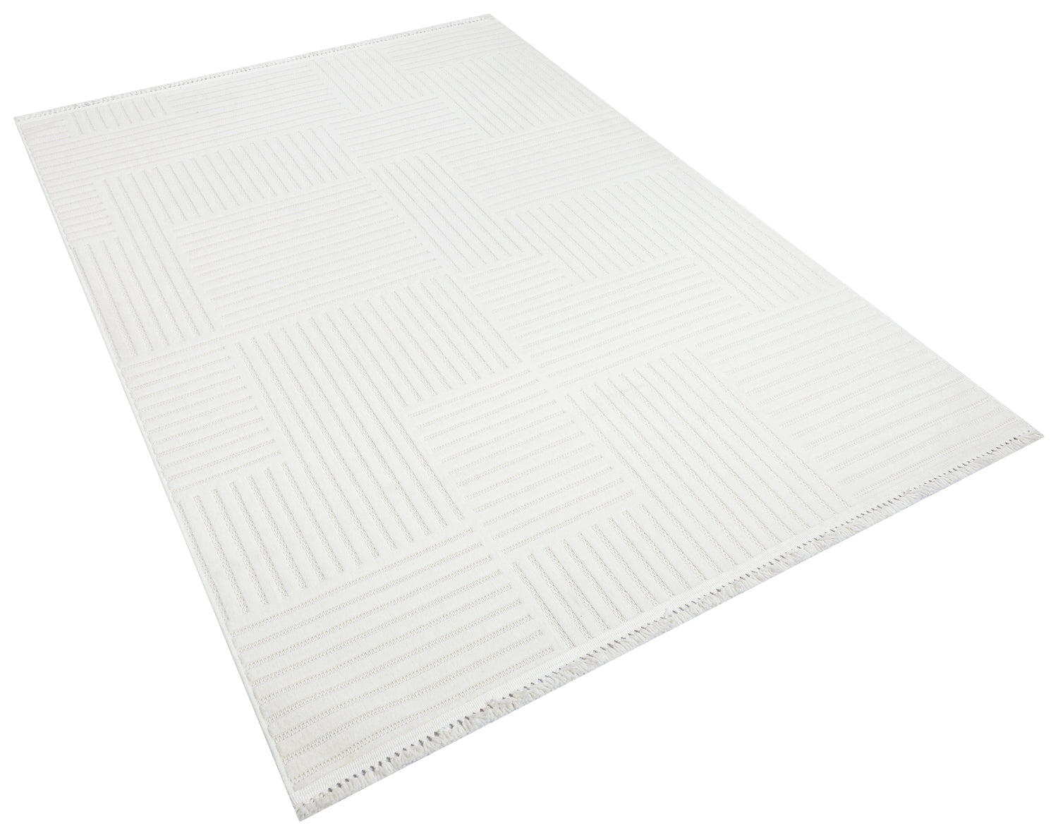 MİLAS T-LT49 KREM Kabartmalı Modern Geometrik Desenli Salon Koridor Mutfak Halısı
