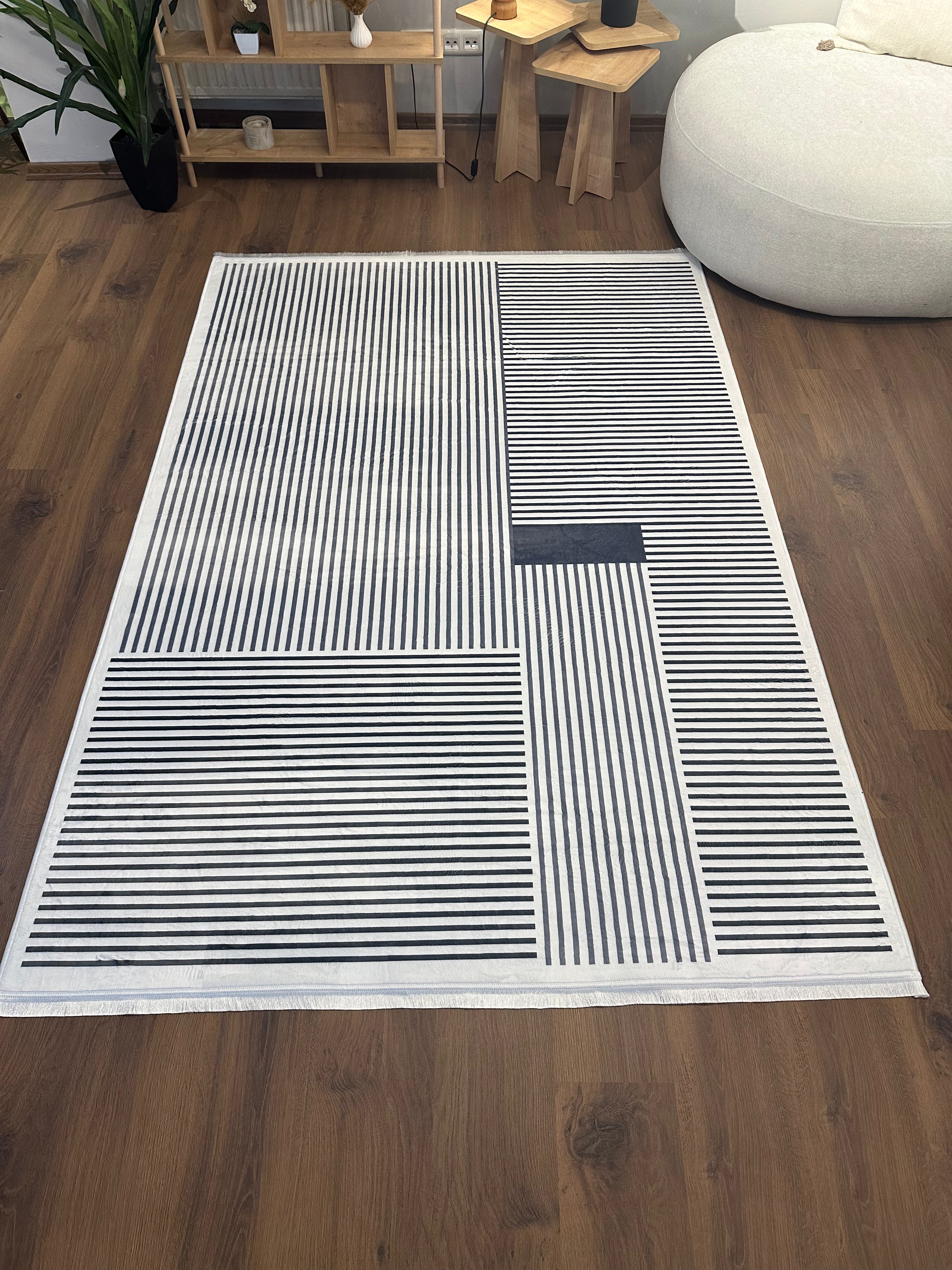 ALCANTARA - %100 Pamuk Dokuma Taban Makinede Yıkanabilir Kaymaz Halı