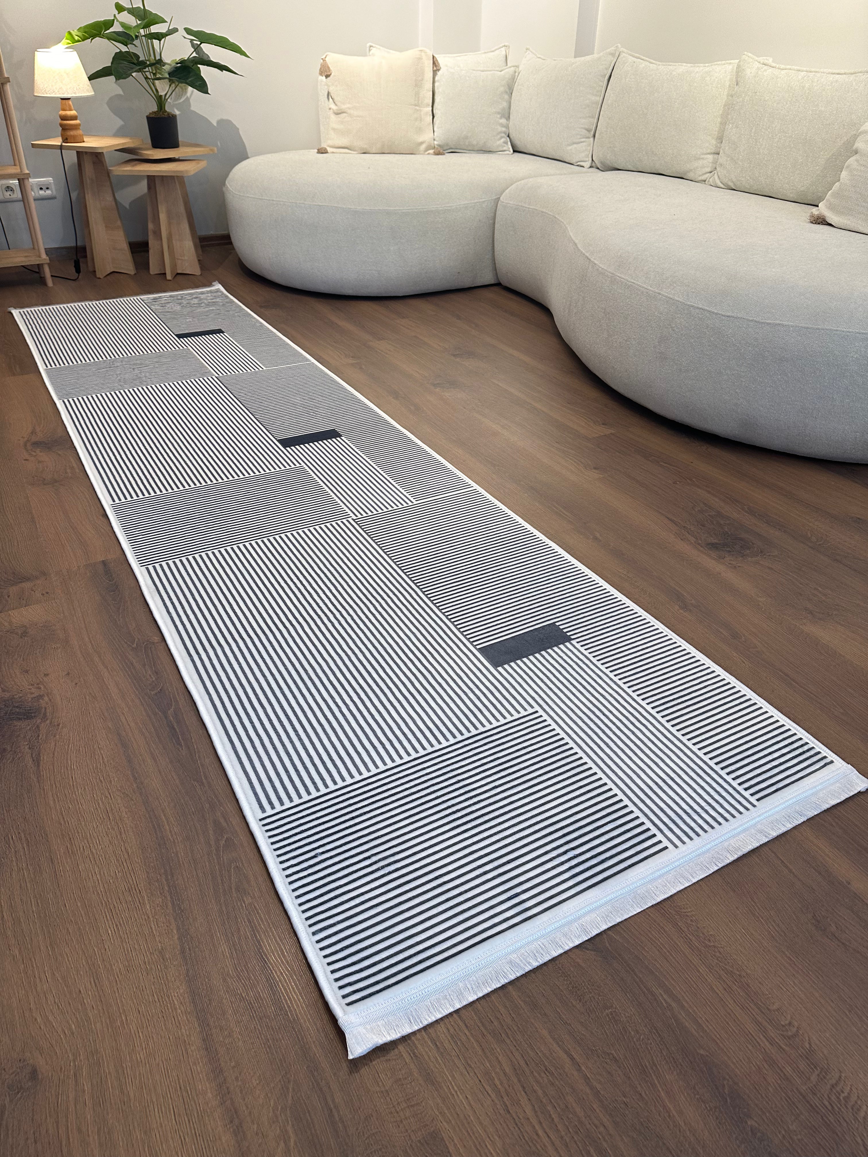 ALCANTARA - %100 Pamuk Dokuma Taban Makinede Yıkanabilir Kaymaz Halı