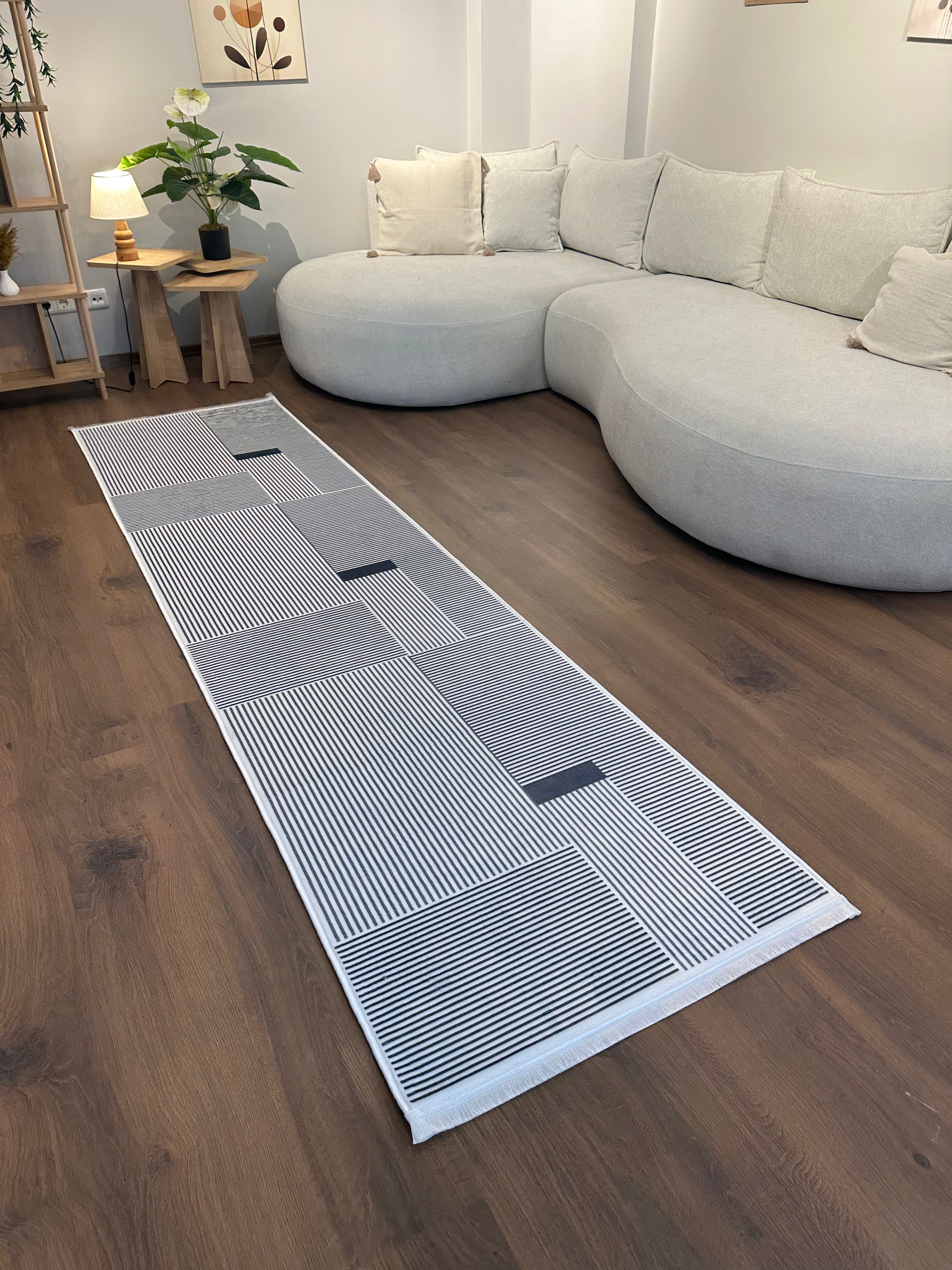 ALCANTARA - %100 Pamuk Dokuma Taban Makinede Yıkanabilir Kaymaz Halı