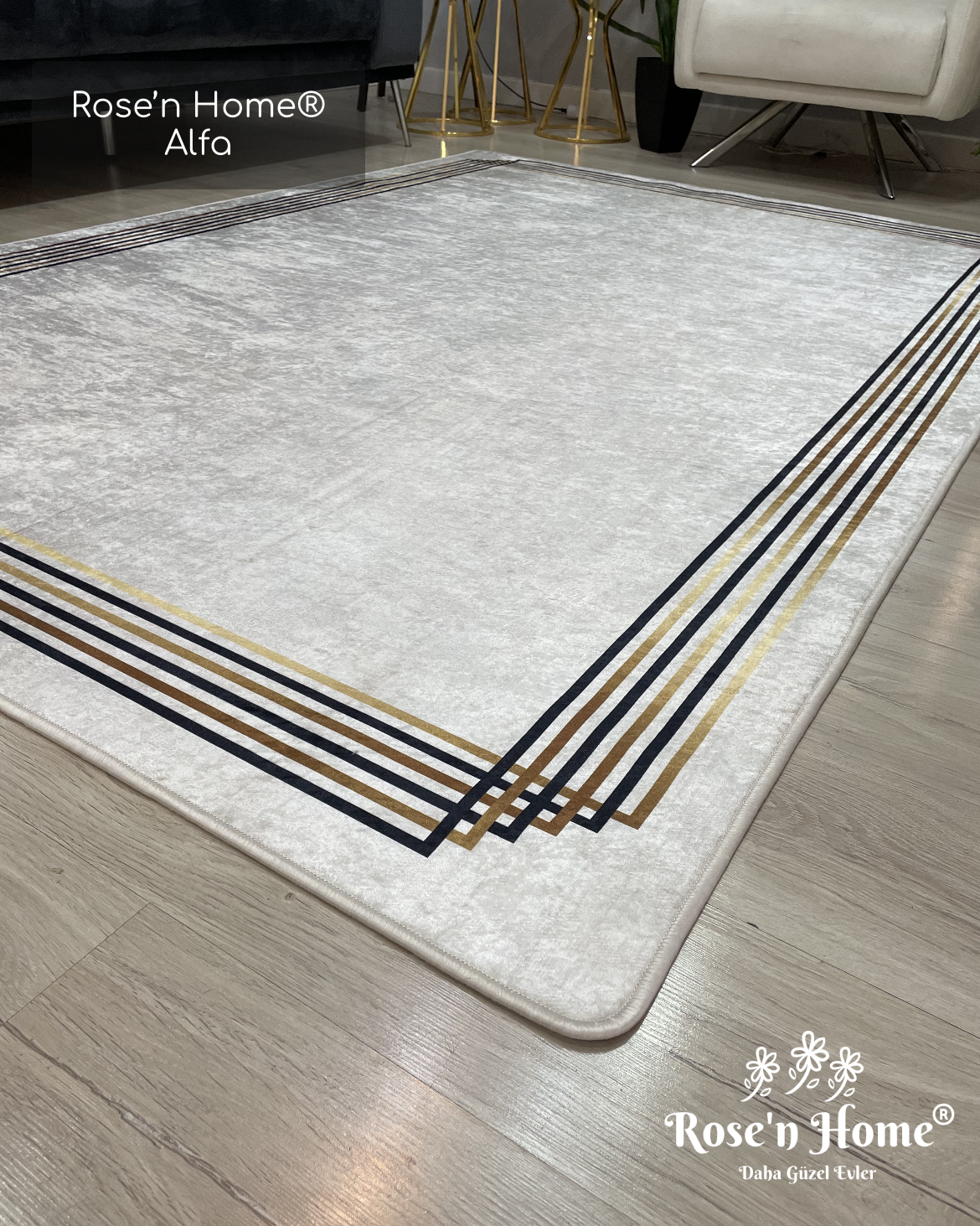 ALFA - %100 Pamuk Dokuma Taban Makinede Yıkanabilir Kaymaz Halı