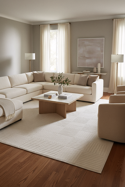 İCON T-LP01 KREM Modern Geometrik Desenli Salon Koridor Mutfak Halısı