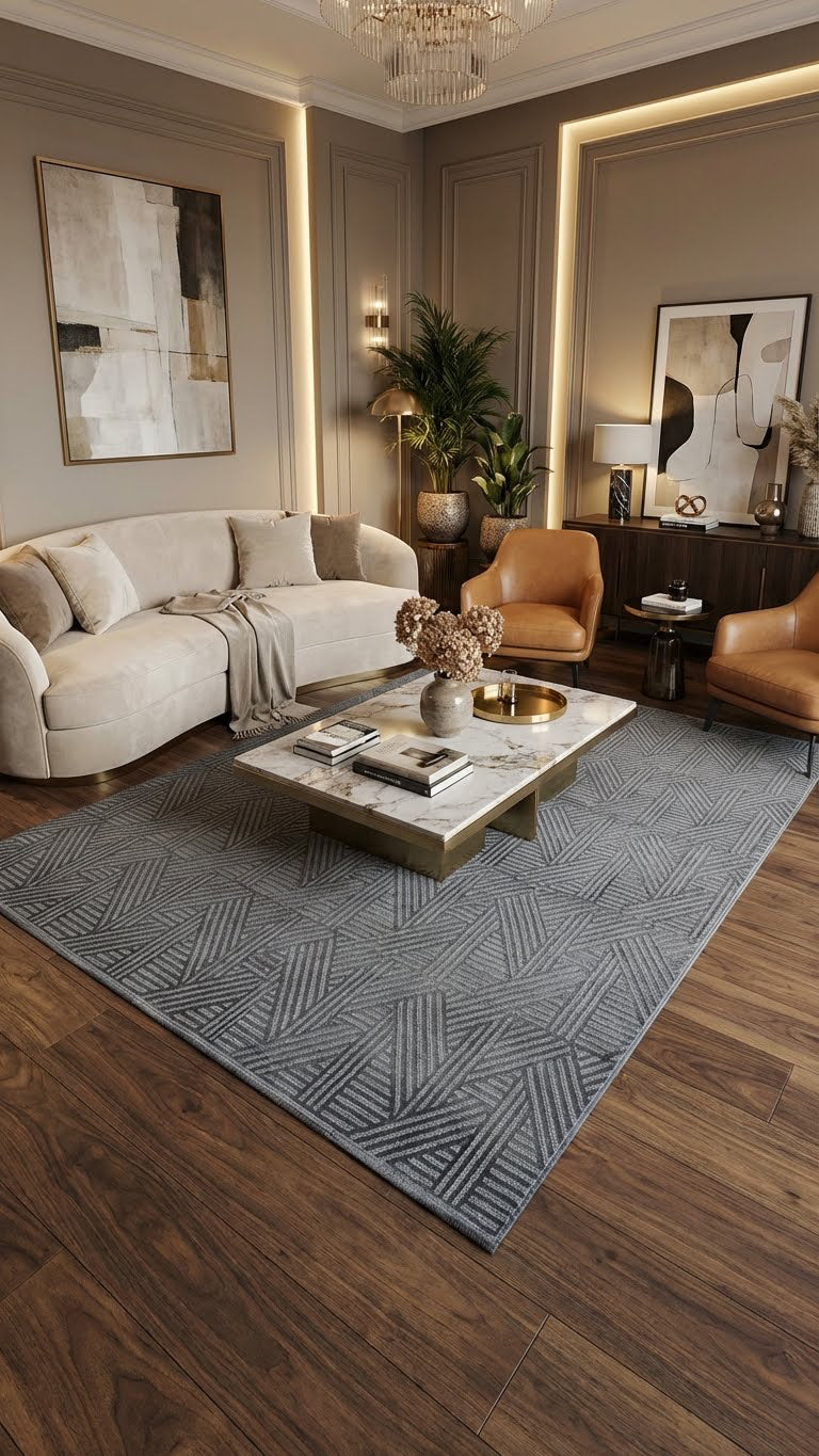 MYRA 476 Antrasit Geometrik Desenli Modern Salon Mutfak Koridor Balkon Halısı