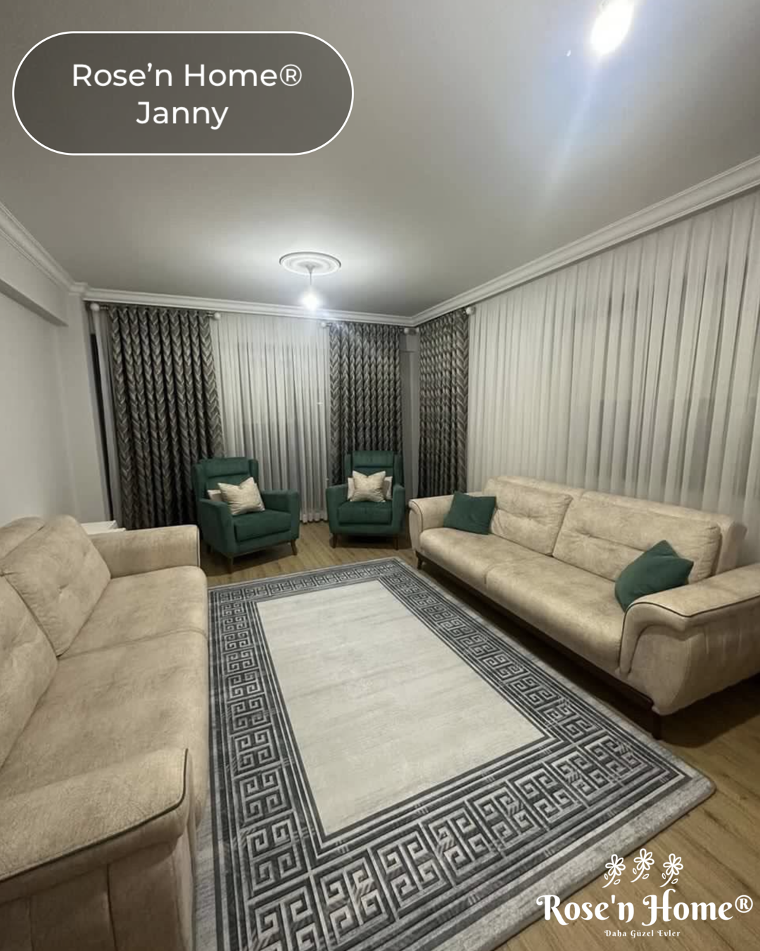 JANNY - %100 Pamuk Dokuma Taban Makinede Yıkanabilir Kaymaz Halı