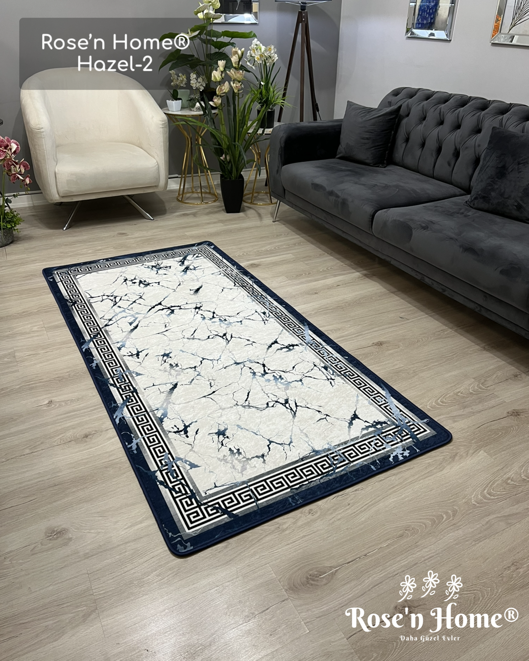 HAZEL-2 - %100 Pamuk Dokuma Taban Makinede Yıkanabilir Kaymaz Halı